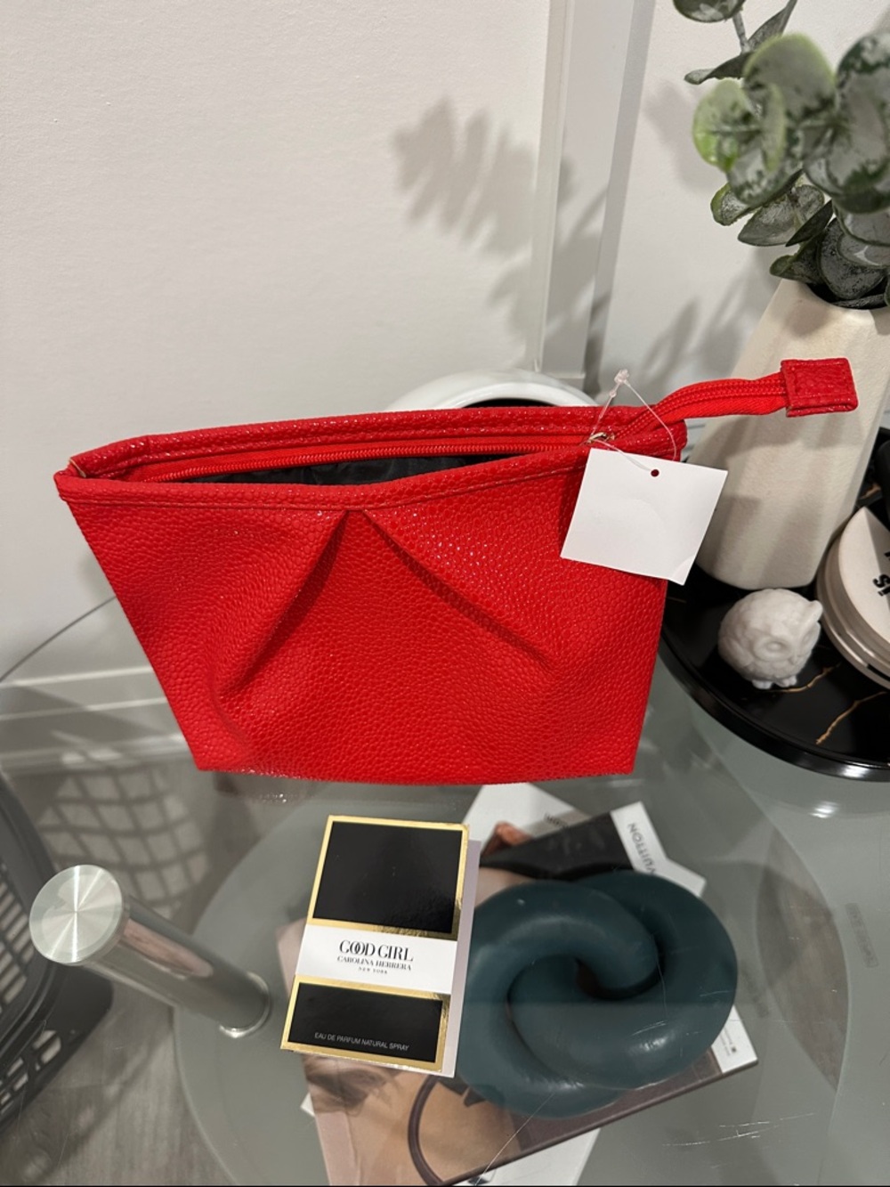 Sephora Red Textured Wristlet Pouch
